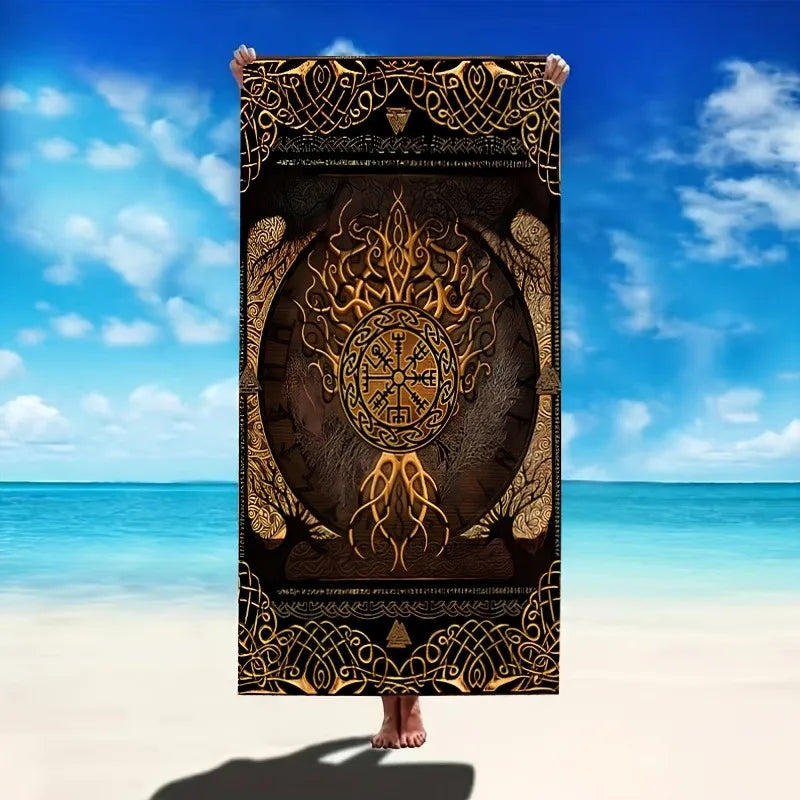 Viking Tree of Life Beach Towel: Unique Design for Stylish Beach Days Suitable for towels, bath towels, beach towels