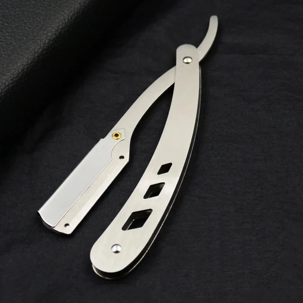 1Pcs Men Shaving Barber Tools Hair Razor and Blades Antique Black Folding Shaving Knife Unisex Hair Removal (Without Blade)