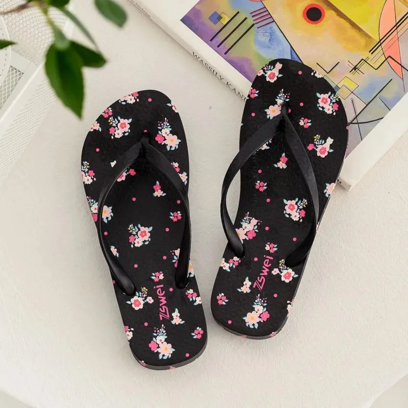 EOFK Women Flip Flops Summer New Outside Slippers PVC Soft Shoes Casual Shinny Pear Color Beach Plus Size 45 Flat with Solid