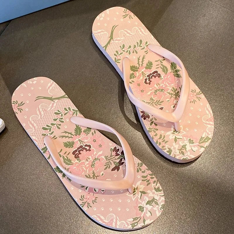 EOFK Women Flip Flops Summer New Outside Slippers PVC Soft Shoes Casual Shinny Pear Color Beach Plus Size 45 Flat with Solid