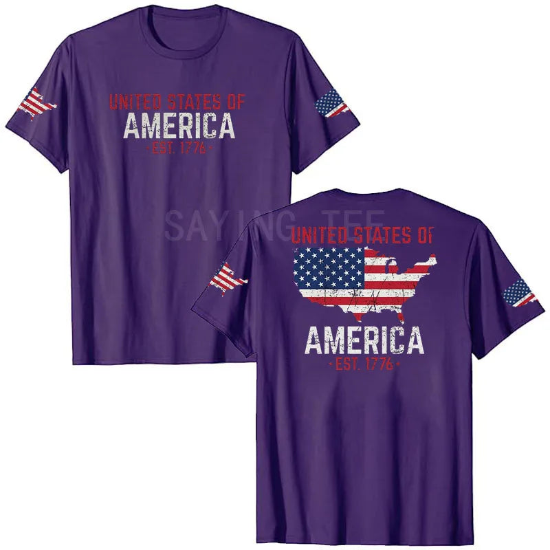 American Flag T-Shirt Men July 4th Patriotic USA Stars and Stripes Tee Defend The Police Sayings Graphic Tee Tops Men Clothing