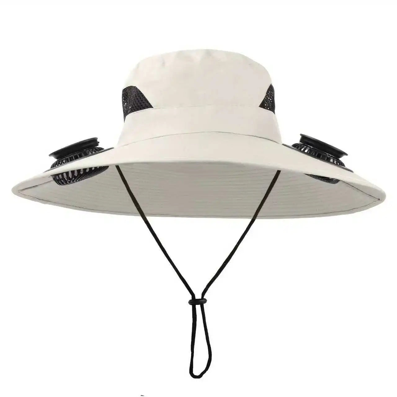 Outdoor Solar Fan Hat UV Protection Sun Hat with 2 Solar Powered Fans Cap Breathable Wide Brim Fishing Hat for Camping Hiking