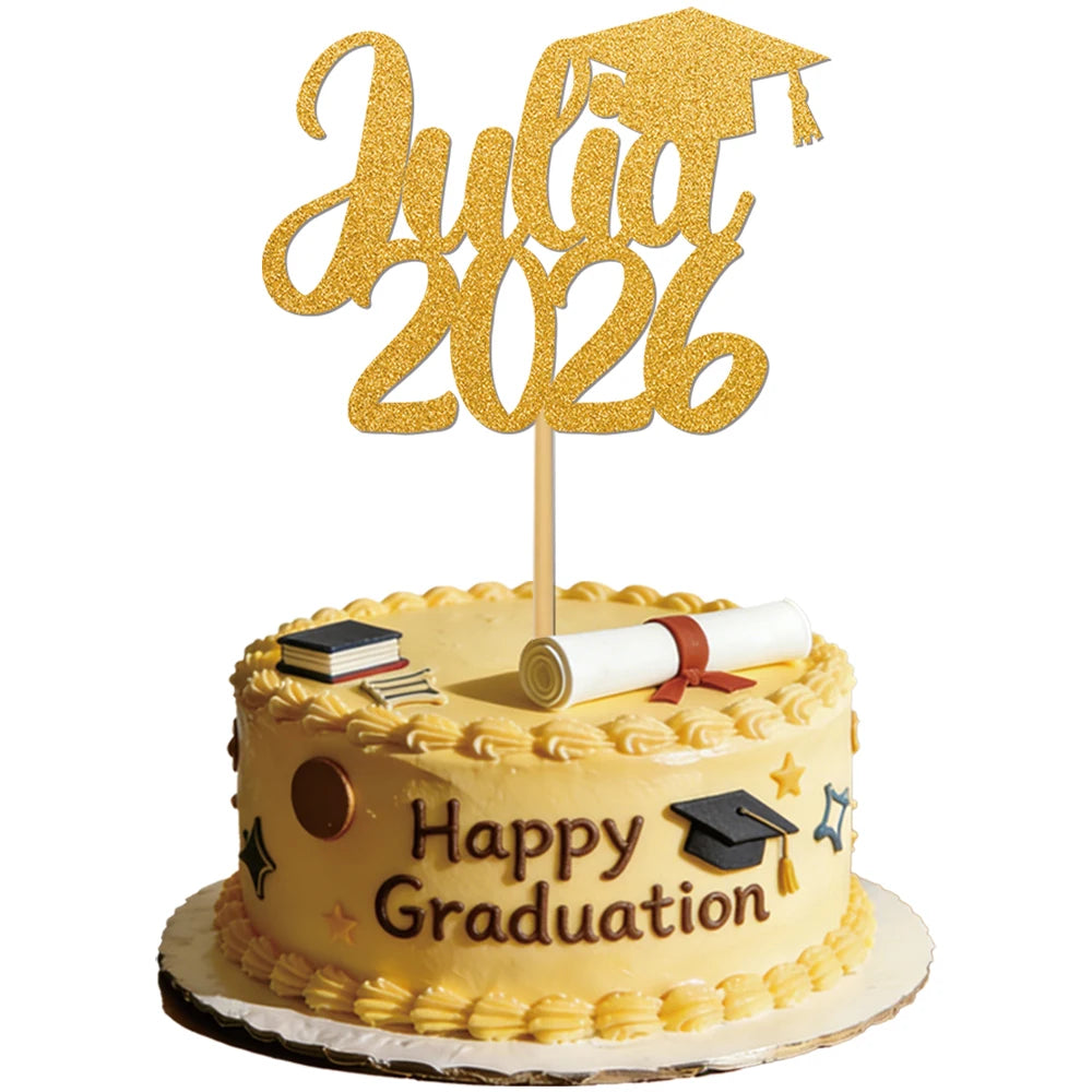 1pcs Customized graduation cake decorations for the Class of 2026, with customizable names, perfect for graduation parties decor