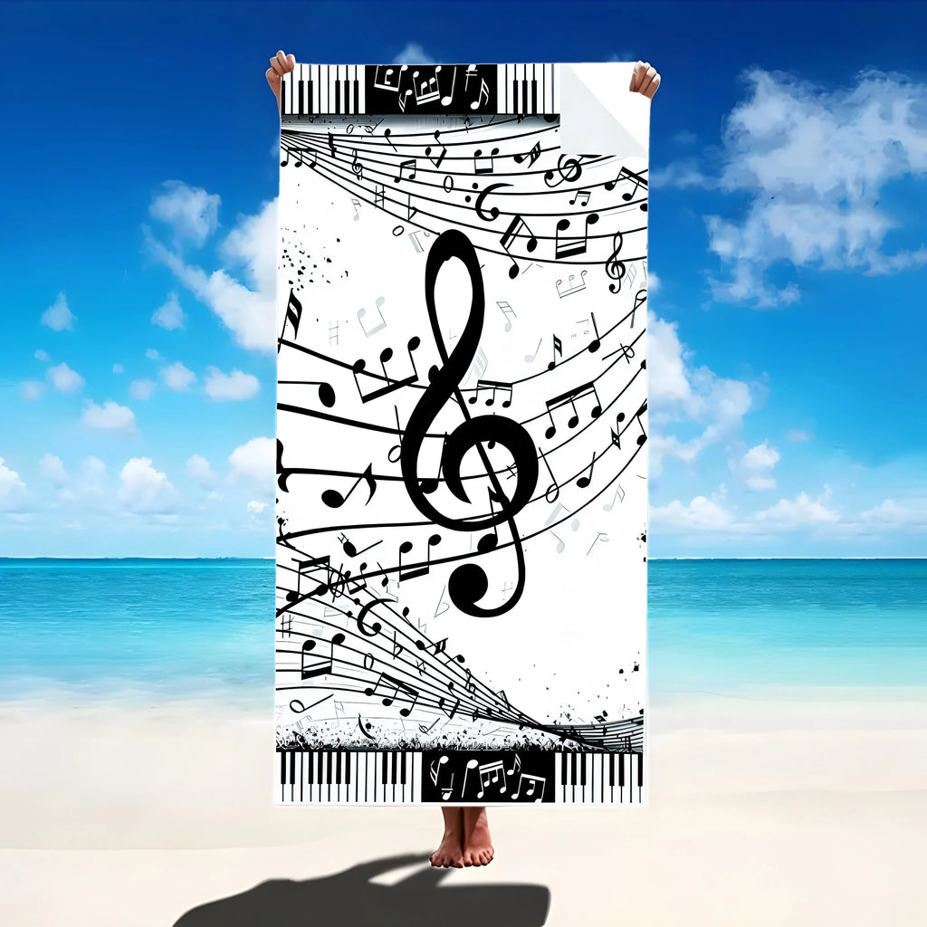 Music-Themed Beach Towel: Ideal for Beach & Music Lovers Suitable for towels, bath towels, beach towels