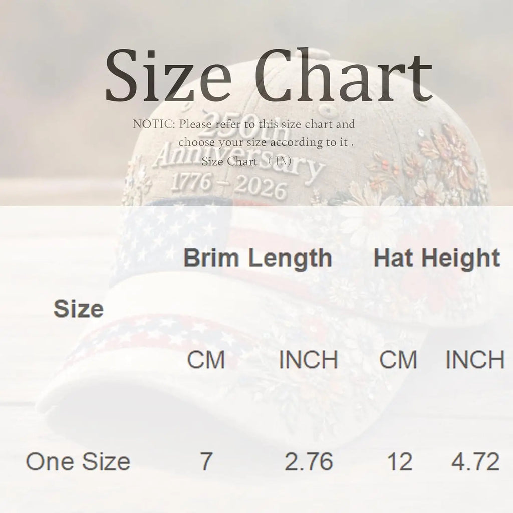 USA Patriotic Baseball Cap 1776-2026 250th Anniversary Vintage Floral Embroidered Unisex Hat for Fourth of July