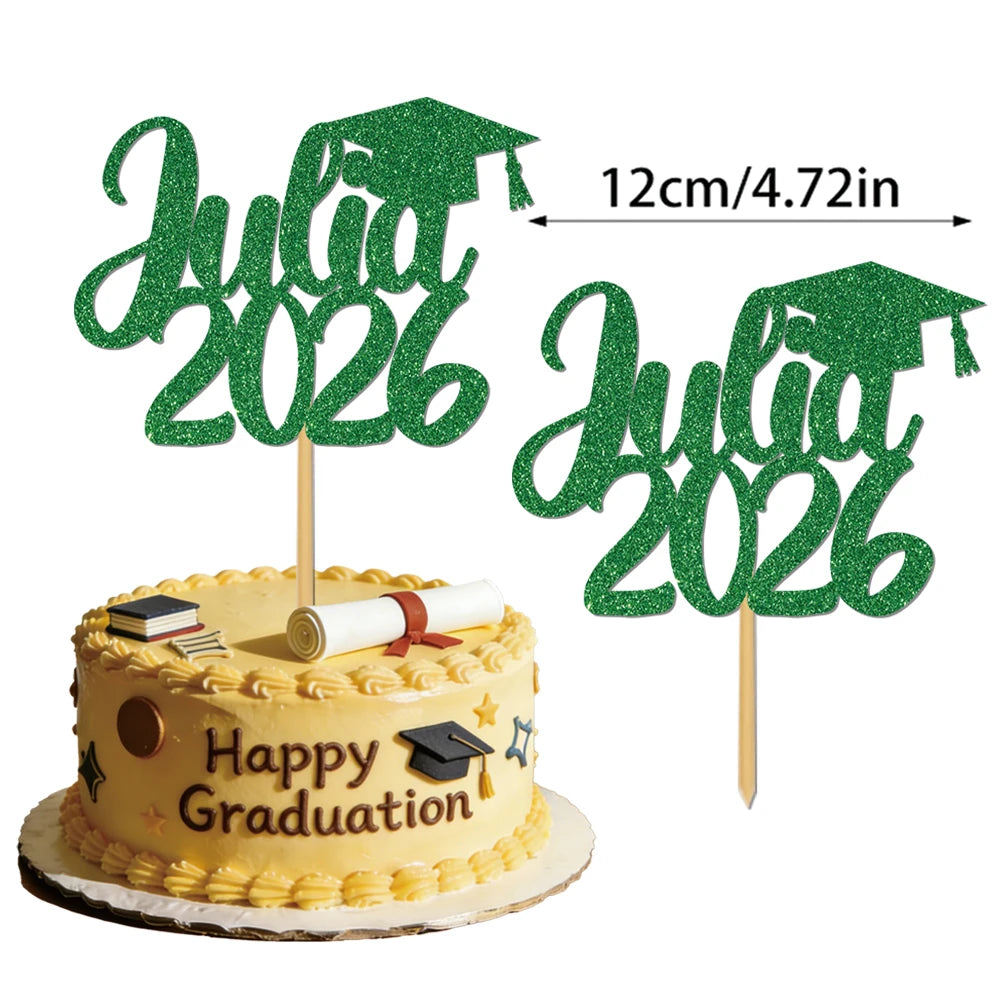 1pcs Customized graduation cake decorations for the Class of 2026, with customizable names, perfect for graduation parties decor