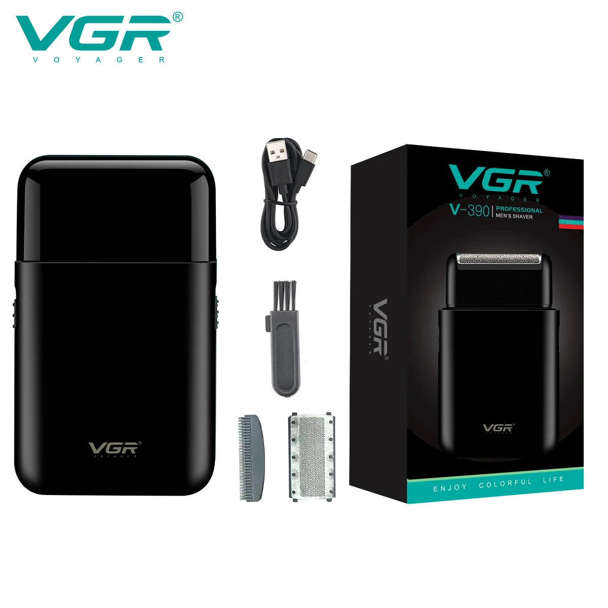 VGR V-390 mini single blade cordless beard trimmer razor rechargeable foil electric face body shaver for men Convenient razor