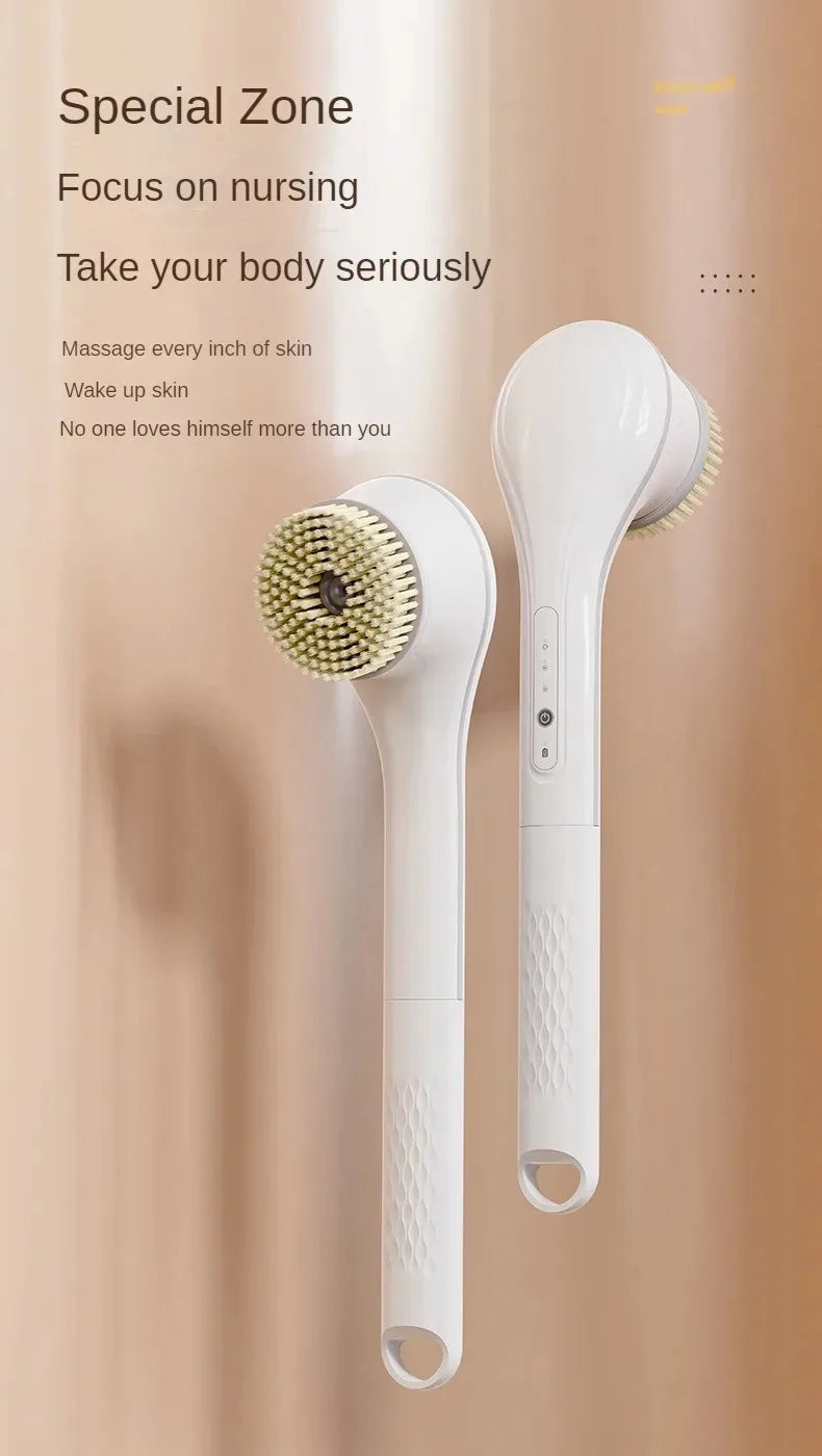 Electric Bath Brush with 6 Replaceable Heads, 360° Rotating Body Scrubber, IPX7 Waterproof, Type-C Rechargeable For Shower