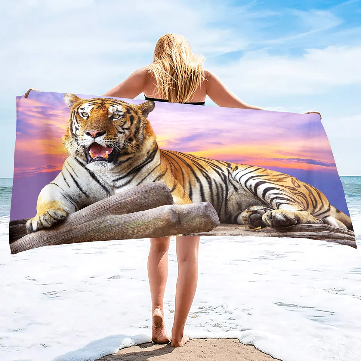 Oversized Beach Towel Pool Towels Microfiber Quick Dry Swim Towel Blanket Large Microfiber Sand Free Beach Towels Tiger Print