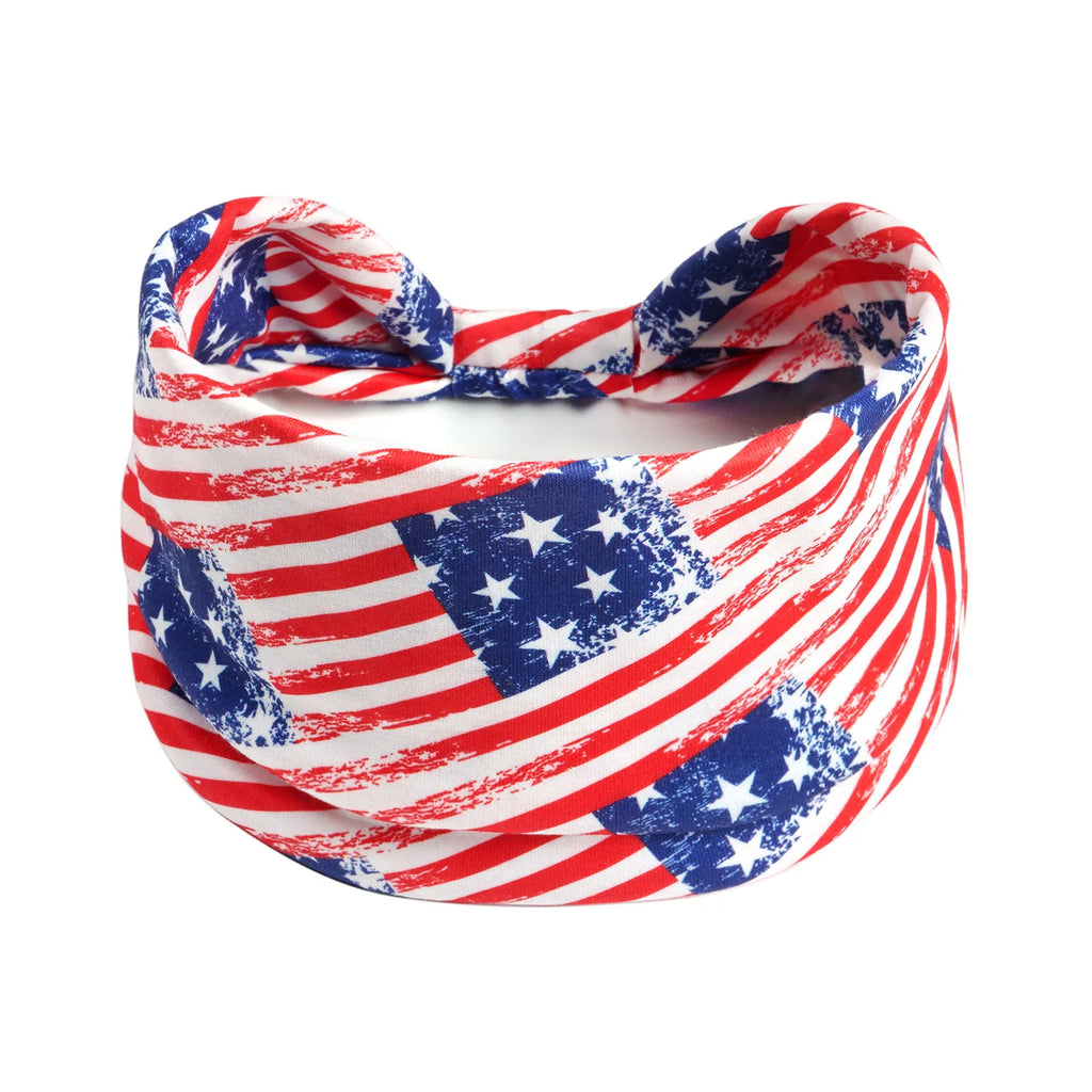 American Flag Headbands Women 4th of July Head Band Wide Turban Headwrap Red White and Blue Hairbands USA Patriotic Accessories