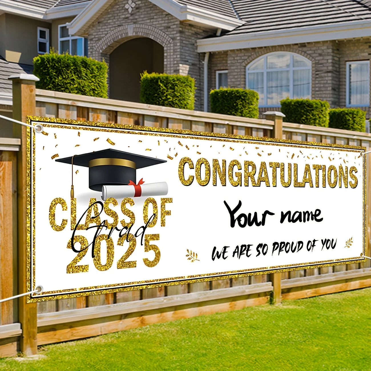 1pcs Graduation Decorats Congratulations Graduate Banner Class of 2025 Personalized Banner Yard Sign You Can DIY Your Name Gifts