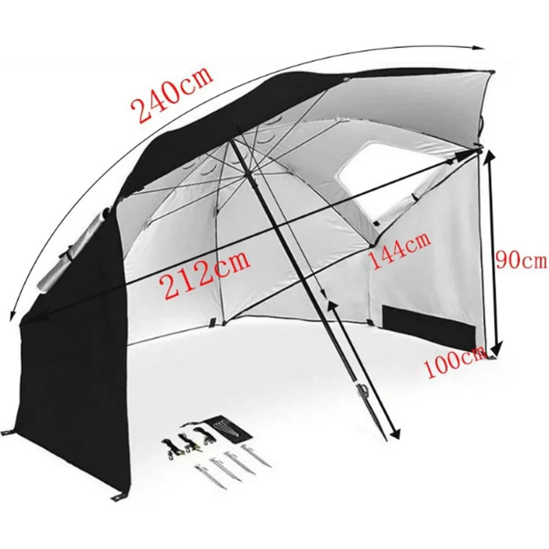 Windproof Beach Umbrella UPF 50+ With Sand Anchor & Tilt Portable Foldable Sunshade For Patio Garden Pool Backyard Lawn Outdoor