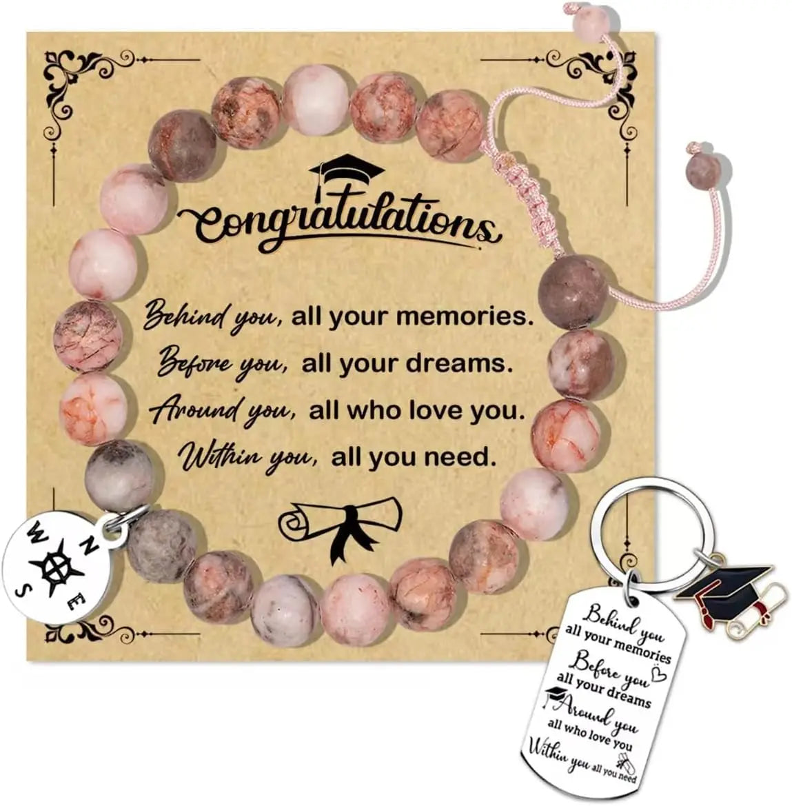 2026 Graduation Gift for Her Him Inspirational Graduation Gifts Bracelets Keychain Graduation Jewelry for Best Friend Student