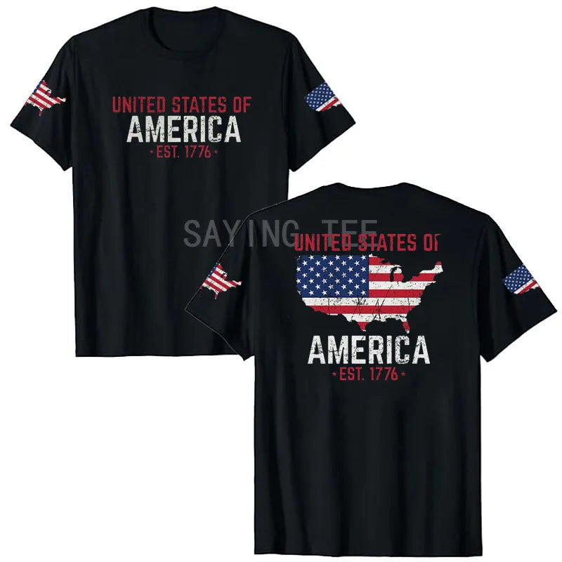American Flag T-Shirt Men July 4th Patriotic USA Stars and Stripes Tee Defend The Police Sayings Graphic Tee Tops Men Clothing