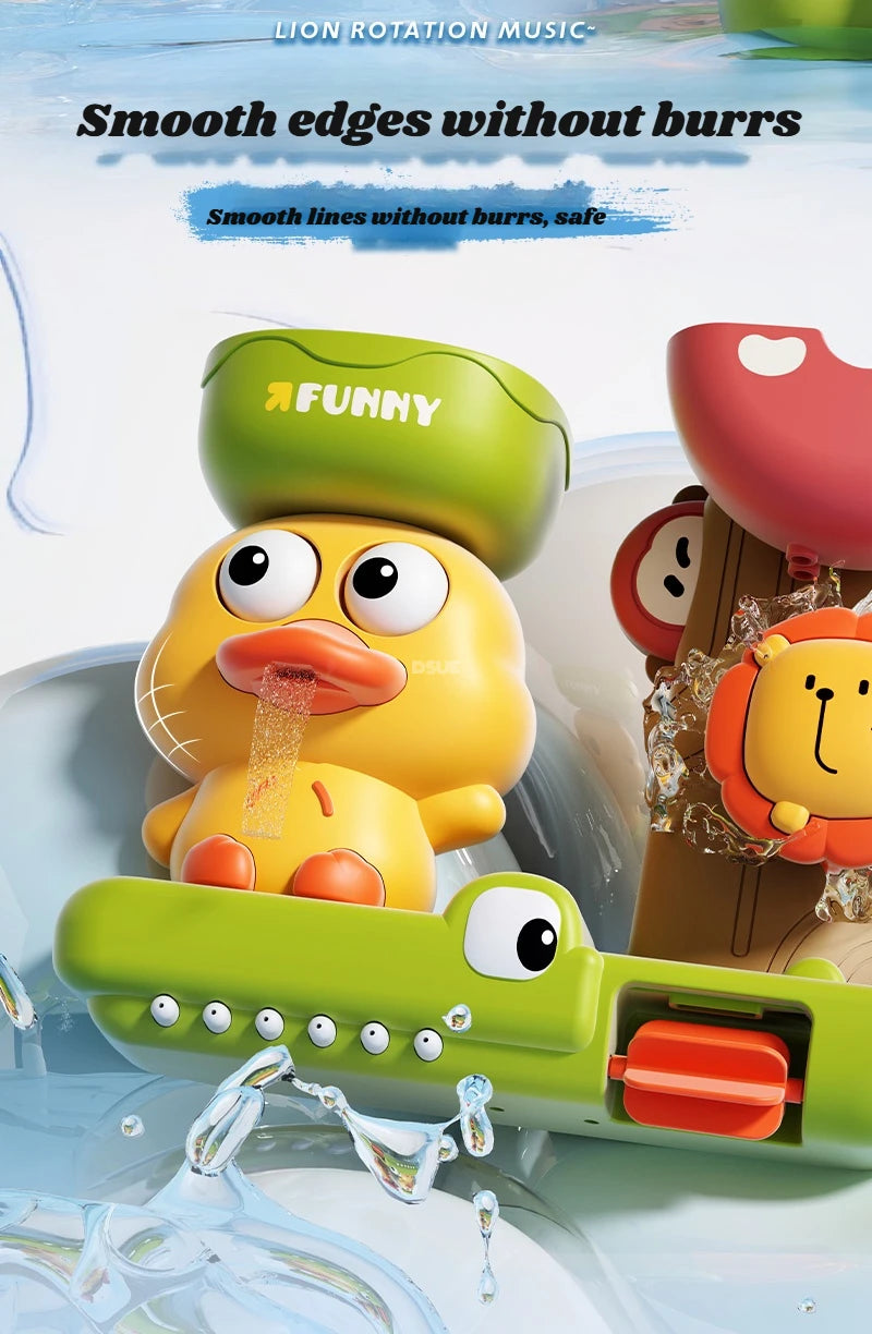 2025 Baby Bath Toy Play Water in Duck/Flower Shape Lion Waterwheel Children Fun in Shower Bathtub with Suction Cup in Kid Gift