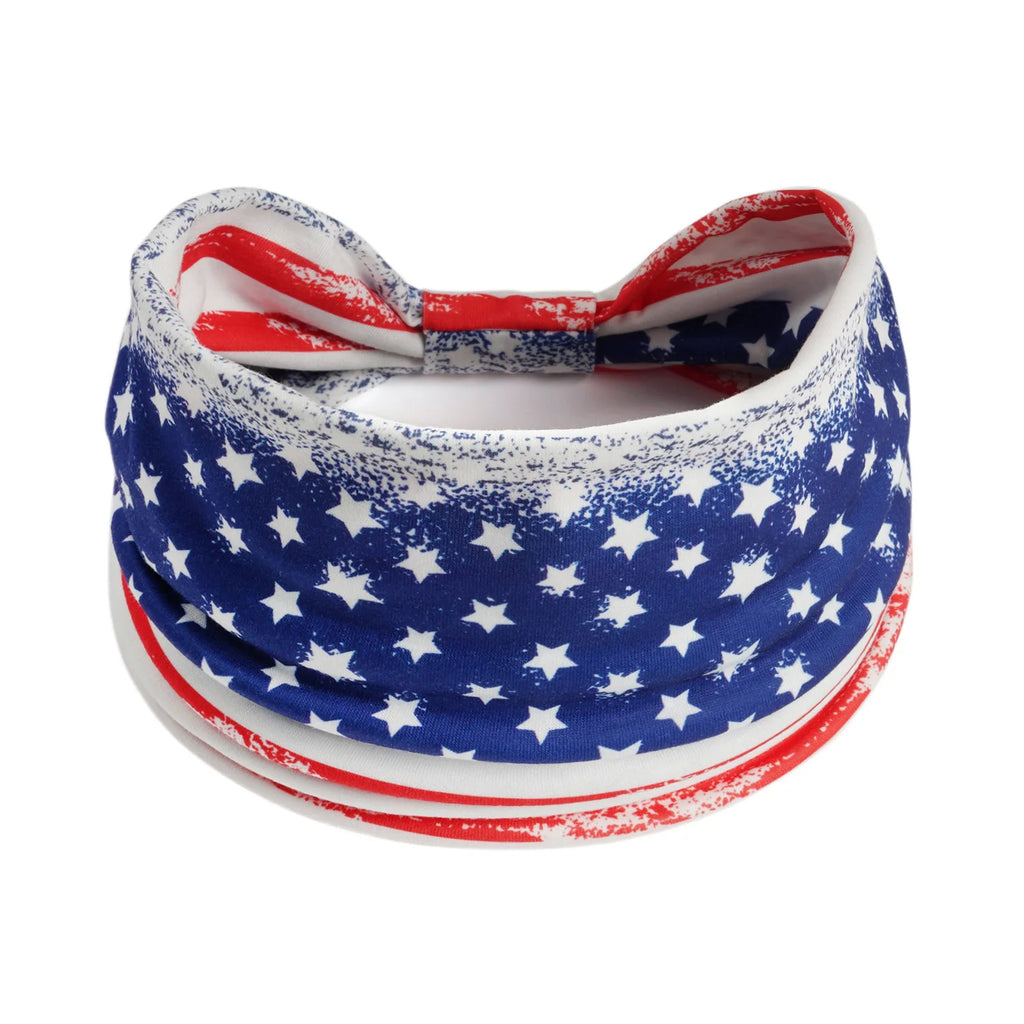 American Flag Headbands Women 4th of July Head Band Wide Turban Headwrap Red White and Blue Hairbands USA Patriotic Accessories