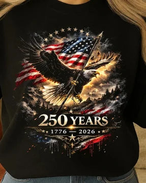 Patriotic Eagle and Flag 250 Years 1776-2026 4th of July T-Shirt for Men Women Couple T-shirt