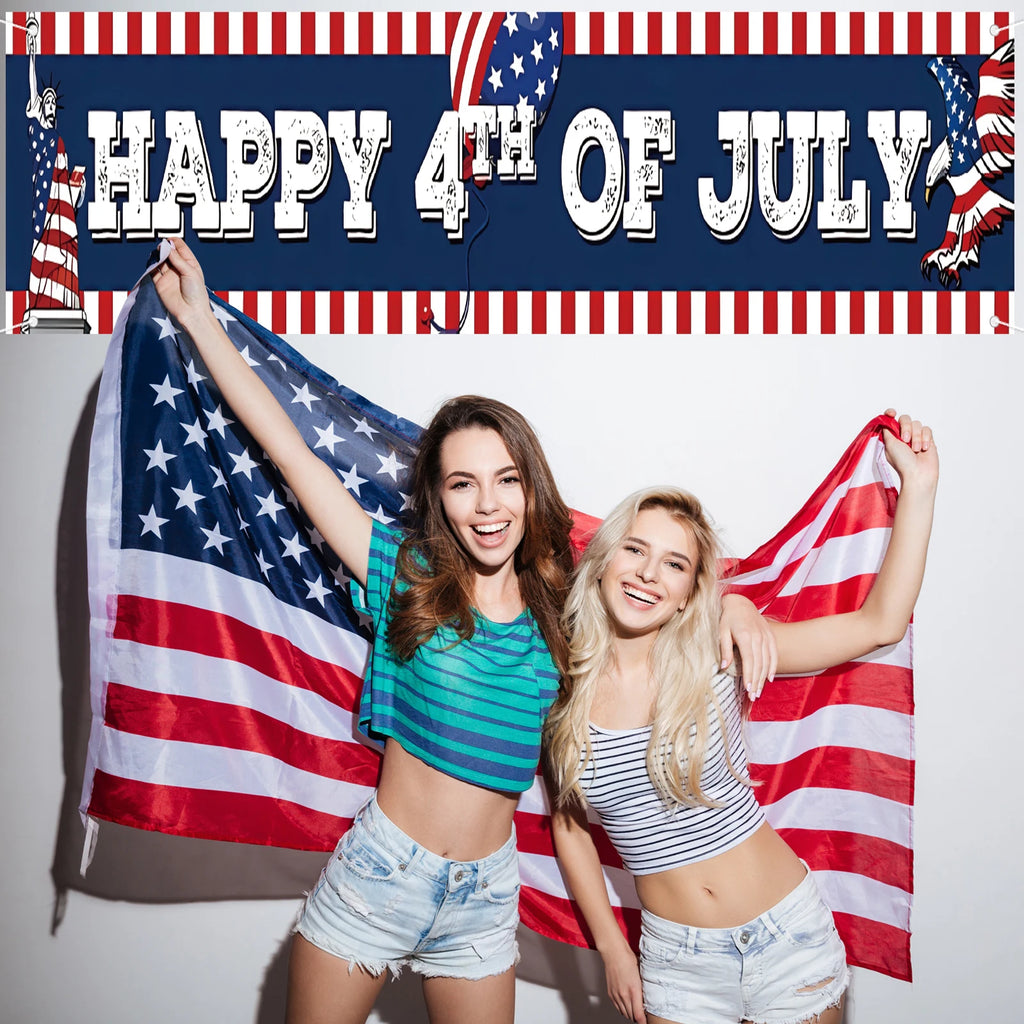 Happy 4th of July Banner, America Independence Day Banner,July 4th Decorations for Outside | 4th of July Party Decorations