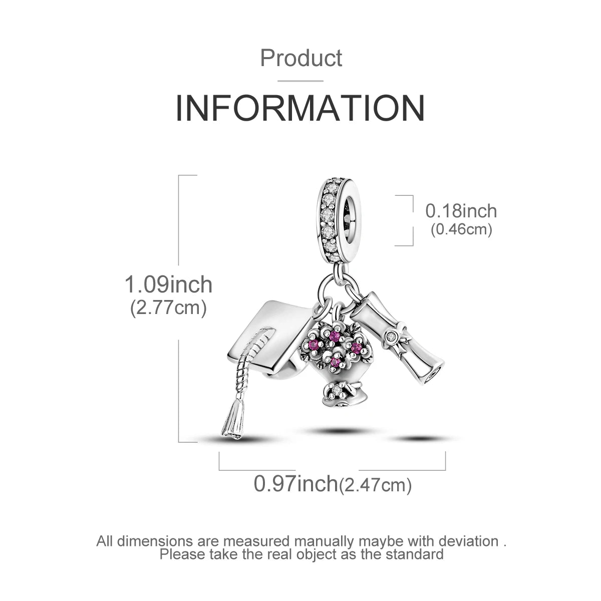 925 Sterling Silver Graduation Charm Cap Tassel Diploma Bouquet Dangle Pendant fit Women DIY Bracelet Necklace Jewelry Gift