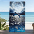 Dolphin and Moon Beach Towel: Dive into Fantasy by the Sea Suitable for towels, bath towels, beach towels