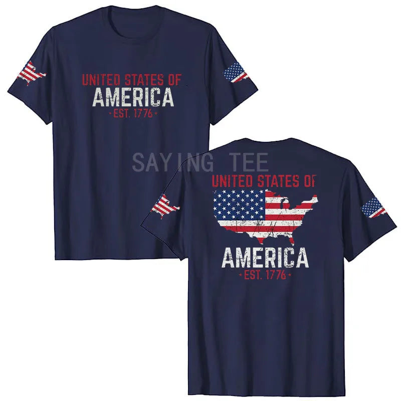 American Flag T-Shirt Men July 4th Patriotic USA Stars and Stripes Tee Defend The Police Sayings Graphic Tee Tops Men Clothing