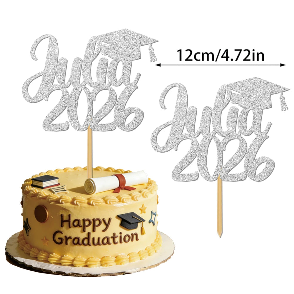 1pcs Customized graduation cake decorations for the Class of 2026, with customizable names, perfect for graduation parties decor