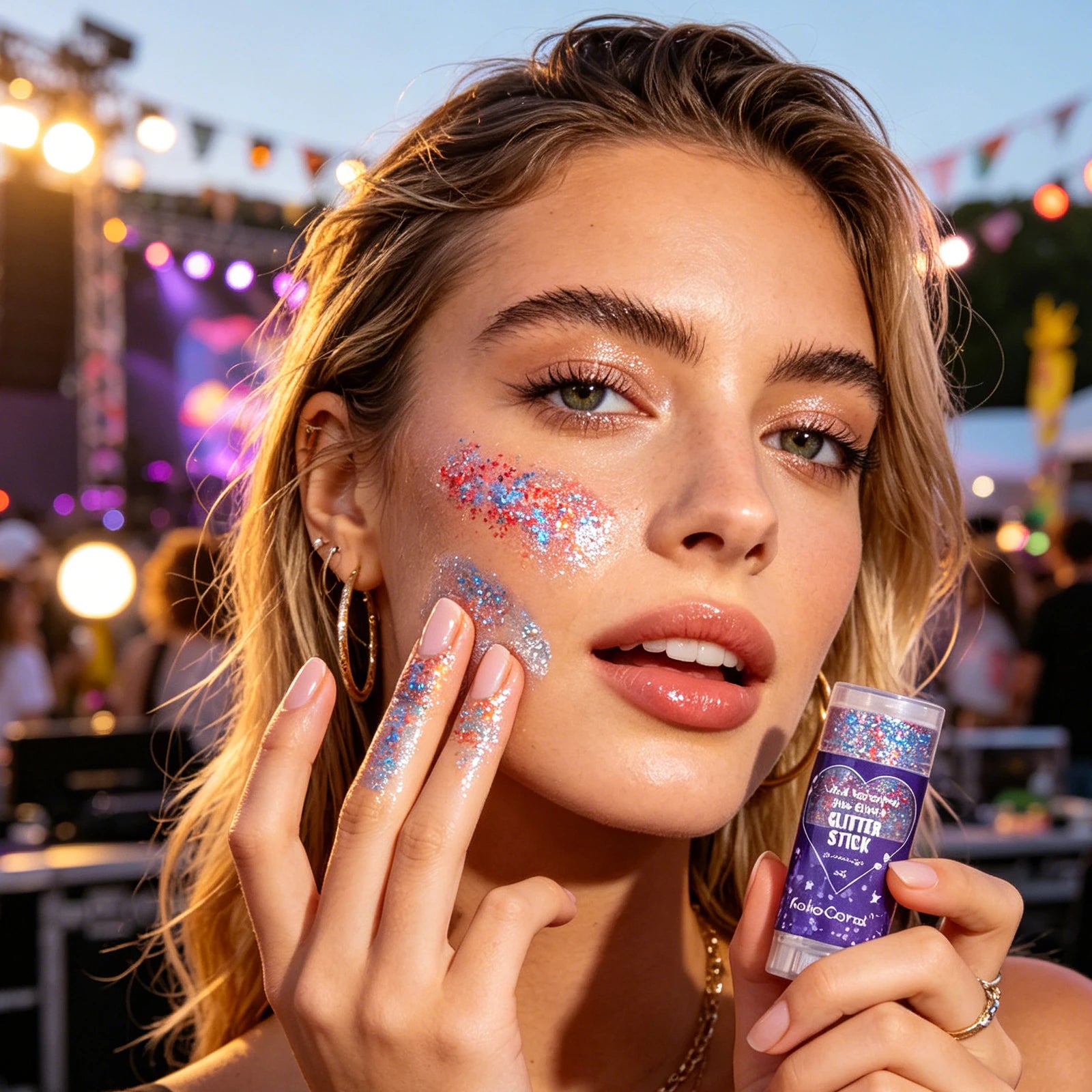 Patriotic Body Glitter Stick Independence Day Sequins Gel Red Blue Silver Sparkle 4th Of July Face Hair Makeup Festival Party