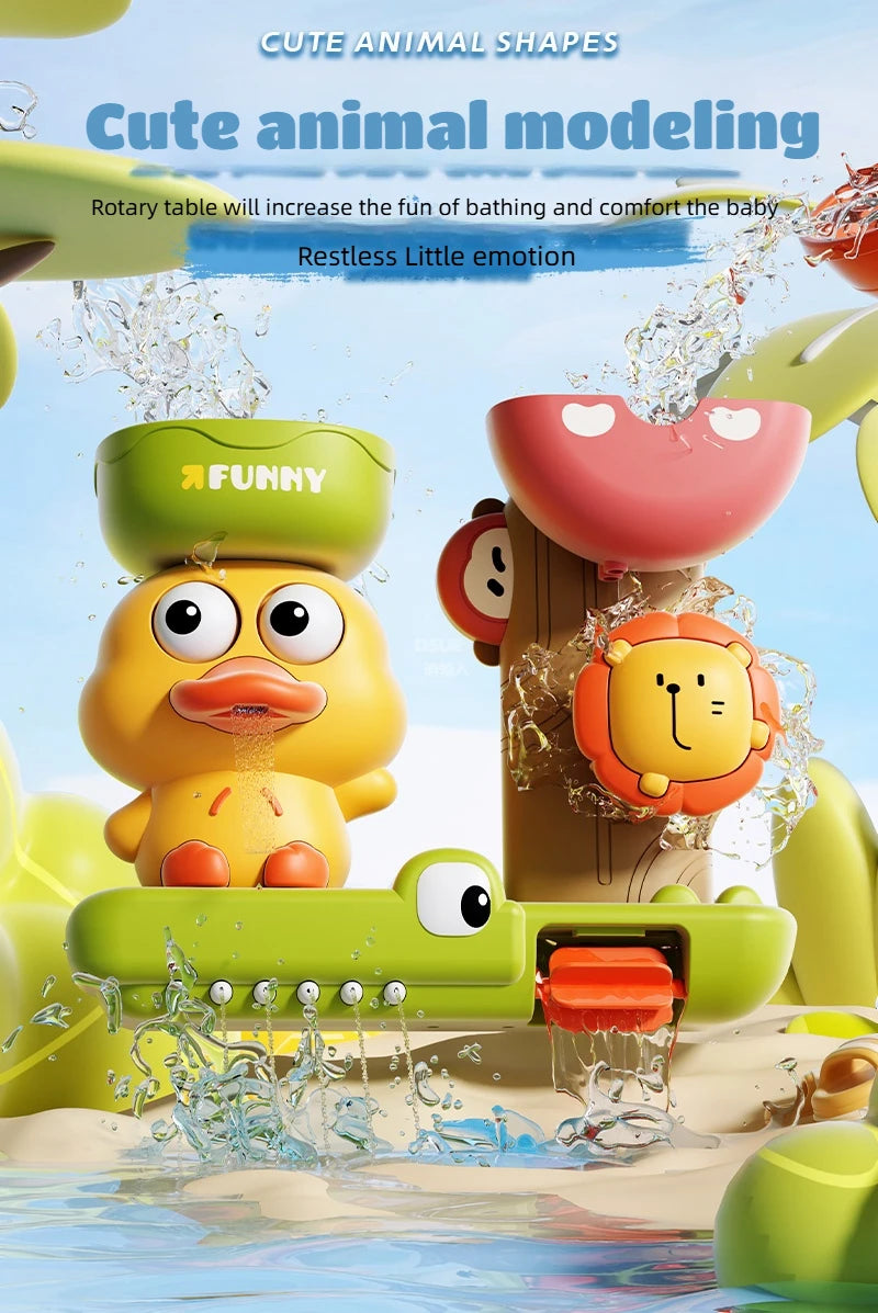 2025 Baby Bath Toy Play Water in Duck/Flower Shape Lion Waterwheel Children Fun in Shower Bathtub with Suction Cup in Kid Gift