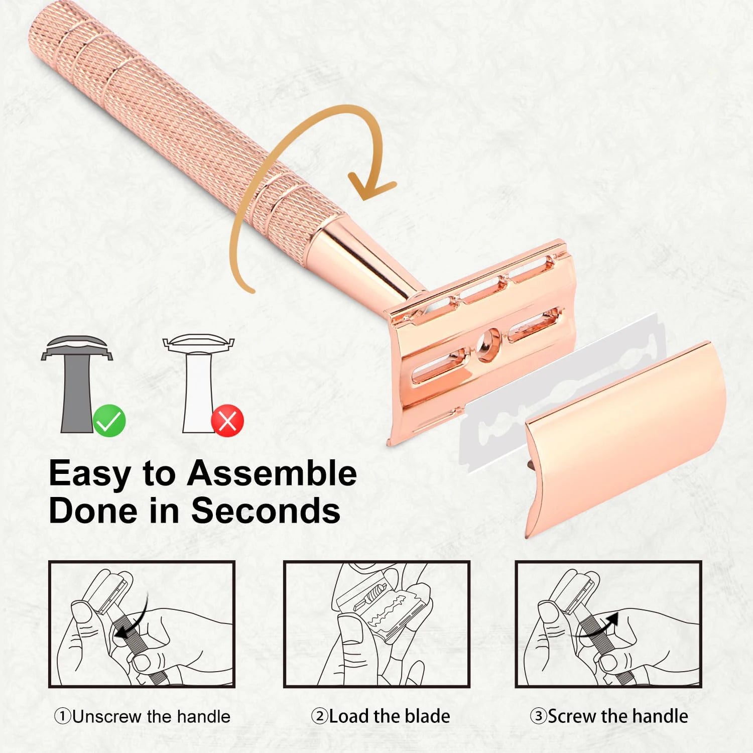 Double Edge Safety Razor for Women, with 10 pcs Safety Razor Blades Single Blade Razor Reusable Travel Essentials Women Razor