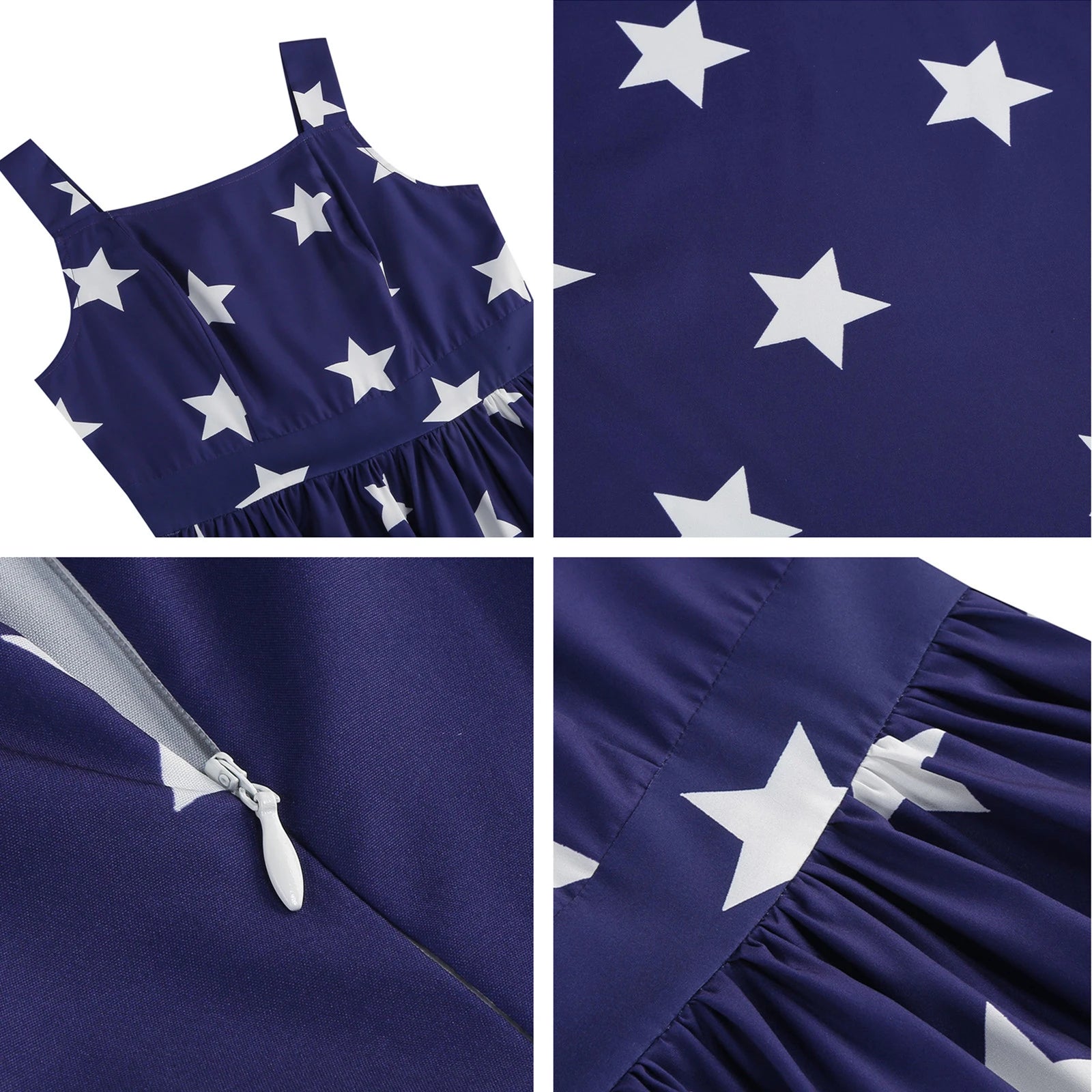 4th Of July Independence Day Dress For Women American Flag Patriotic Dresses Summer Beach Vacation Vintage Suspender Swing Dress