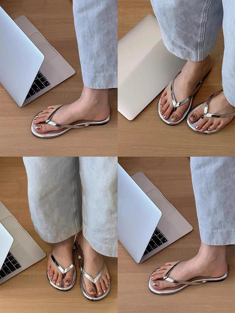 Summer Women Flip Flops Fashion Outside European American Travel Vacation Clip-on Casual Slippers Flat Beach Shoes