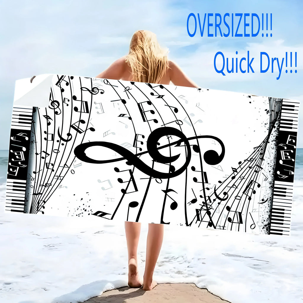 Music-Themed Beach Towel: Ideal for Beach & Music Lovers Suitable for towels, bath towels, beach towels
