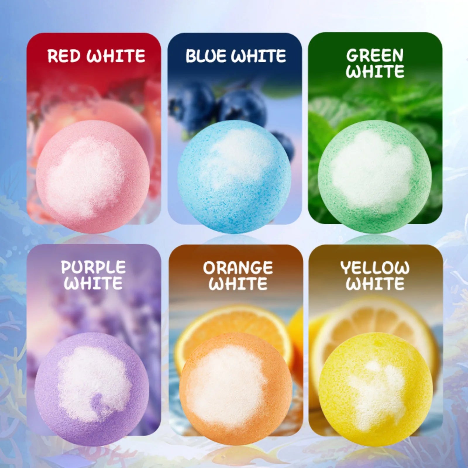 Ocean Fragrance Bath Bomb 6 Pcs Spa Relaxing Cleansing Bath Salt Ball Foam Shower Nourishing Bathing Supplies for Women