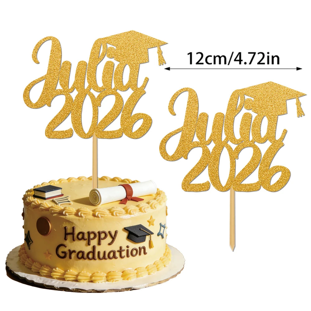 1pcs Customized graduation cake decorations for the Class of 2026, with customizable names, perfect for graduation parties decor